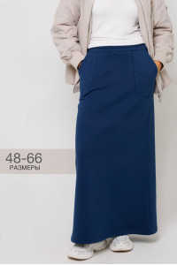 Юбка женская Ю24 (90 см) футер 3-х нитка с начесом (р-ры: 48-66) темное индиго
