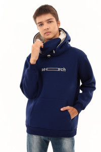 Толстовка детская №1509 футер 3-х нитка с начесом (р-ры: 134-170) индиго