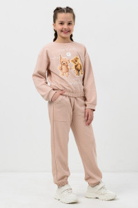 Костюм двойка детский "Симпатяжка" интерлок (р-ры: 122-158) бежевый