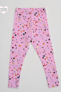 Легинсы детские "Узоры" №053111 кулирка с лайкрой (р-ры: 104-152) цветочки на розовом