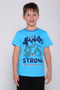 Футболка детская "Сорванец" кулирка (р-ры: 110-140) бирюзовый