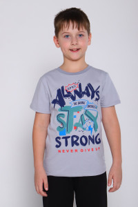 Футболка детская "Сорванец" кулирка (р-ры: 110-140) серый