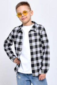 Рубашка детская м22084 кулирка (р-ры: 134-164) серый