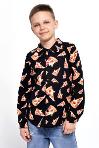 Рубашка детская м22084 кулирка (р-ры: 134-164) черный