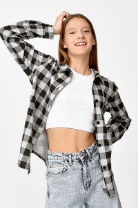 Рубашка детская м22085 кулирка (р-ры: 134-164) серый