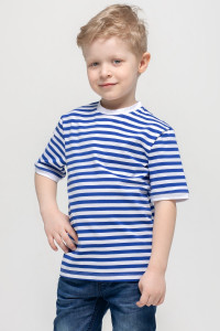 Футболка детская "Бриз" кулирка (р-ры: 92-128) белый-синий