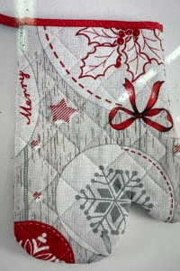 Прихватка-рукавица кухонная рогожка "Рождество"