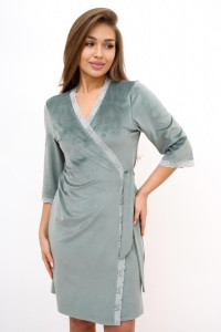 Халат женский "Диана Ф" велюр (последний размер) шалфей 44,46,50