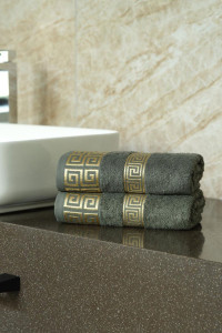 Набор махровых полотенец "Greek pattern" cерый 2 шт.