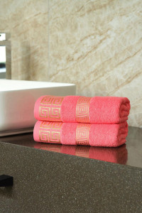 Набор махровых полотенец "Greek pattern" розовый 2 шт.