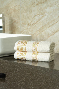 Набор махровых полотенец "Greek pattern" молочный 2 шт.