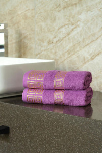 Набор махровых полотенец "Greek pattern" фиолетовый 2 шт.