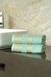 Набор махровых полотенец "Greek pattern" зеленый 2 шт.