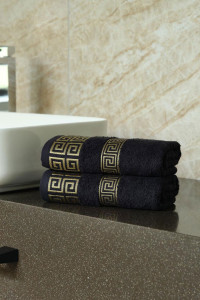 Набор махровых полотенец "Greek pattern" черный 2 шт.