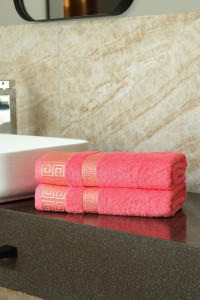 Набор махровых полотенец "Greek pattern" розовый 2 шт.