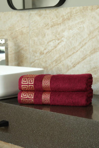 Набор махровых полотенец "Greek pattern" бордовый 2 шт.