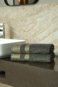 Набор махровых полотенец "Greek pattern" серый 2 шт.