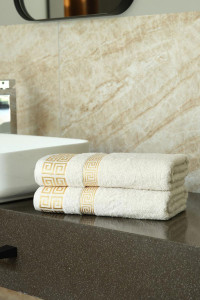 Набор махровых полотенец "Greek pattern" молочный 2 шт.