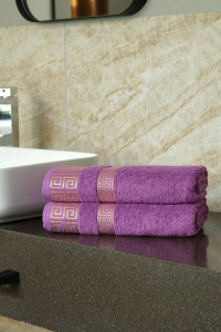 Набор махровых полотенец "Greek pattern" фиолетовый 2 шт.