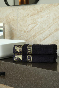 Набор махровых полотенец "Greek pattern" черный 2 шт.