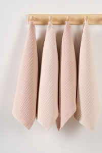 Набор вафельных полотенец "Ночь Нежна" песочный-бежевый 4 шт.