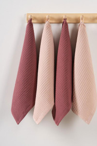 Набор вафельных полотенец "Ночь Нежна" коричневый-пыльно-бежевый 4 шт.