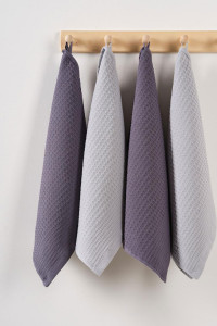 Набор вафельных полотенец "Ночь Нежна" графит-серый 4 шт.