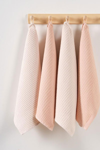 Набор вафельных полотенец "Ночь Нежна" пыльно-бежевый-светло-бежевый 4 шт.