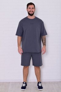 Костюм двойка мужской 9219 футер 2-х нитка (последний размер) графит 50,54