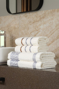 Набор махровых полотенец "NEW Greek pattern" кремовый 4 шт.