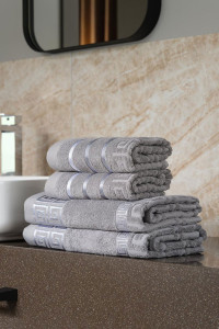 Набор махровых полотенец "NEW Greek pattern" графит 4 шт.