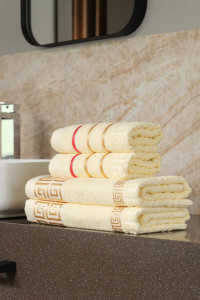 Набор махровых полотенец "NEW Greek pattern" светло-бежевый 4 шт.