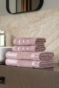 Набор махровых полотенец "NEW Greek pattern" коричневый 4 шт.