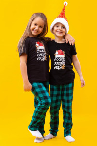 Костюм двойка детский унисекс 1586 "Санта" кулирка (последний размер) зеленый 40