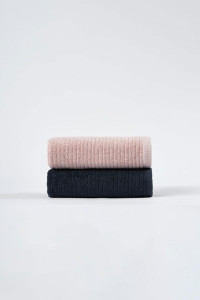 Набор махровых полотенец "OZ Полоса" пыльная роза-графит 2 шт.