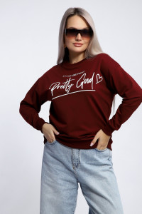 Толстовка женская №80048 футер 2-х нитка (р-ры: 44-62) бордовый