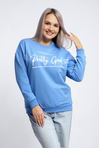 Толстовка женская №80048 футер 2-х нитка (р-ры: 44-62) голубой
