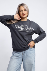 Толстовка женская №80048 футер 2-х нитка (р-ры: 44-62) темно-серый