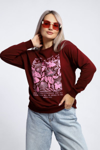 Толстовка женская №80047 футер 2-х нитка (р-ры: 44-62) бордовый