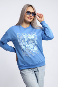 Толстовка женская №80047 футер 2-х нитка (р-ры: 44-62) голубой