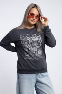 Толстовка женская №80047 футер 2-х нитка (р-ры: 44-62) темно-серый