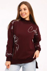 Толстовка женская №88526 футер с лайкрой 2-х нитка (р-ры: 42-60) бордовый