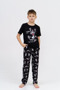 Пижама детская М28/1Д "Волк" кулирка (последний размер) черный 36,38