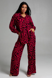 Костюм двойка женский "Рошель" штапель (последний размер) зебра фуксия 46-48,54-56,58-60