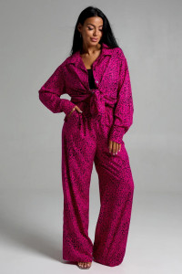 Костюм двойка женский "Рошель" штапель (последний размер) леопард фуксия 46-48,50-52,54-56