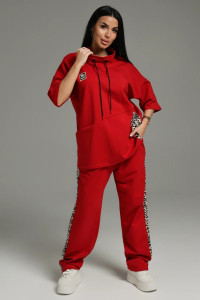 Костюм двойка женский "Олимпия" футер 2-х нитка с лайкрой (последний размер) алый 56,60