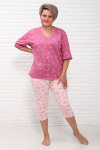 Пижама женская "Мечта БП" кулирка (последний размер) короны на розовом яркий верх 56