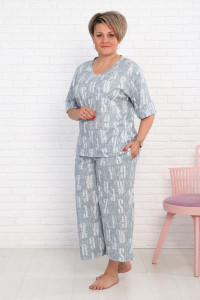 Костюм двойка женский "Джина буквы" кулирка (последний размер) 66,70