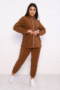 Костюм двойка женский КД-445 флис (последний размер) коричневый 52