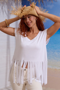 Футболка женская №7494 кашкорсе (р-ры: 42-50) белый